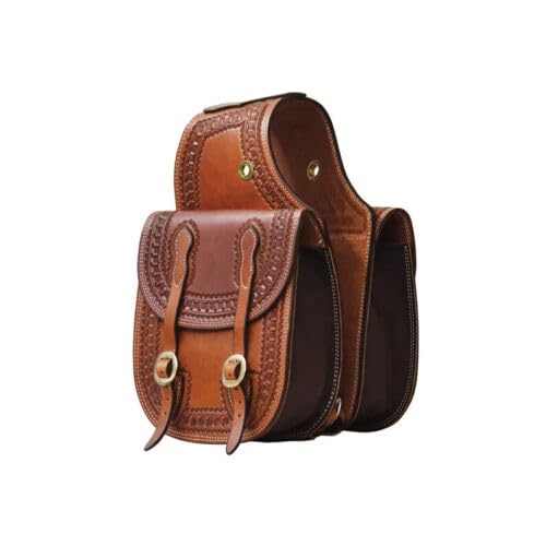 WILD RACE Western-Satteltasche aus Pferdeleder, strapazierfähig, für traditionelle Trail-Fahrten | Satteltasche | Pferdesatteltasche | Western-Satteltasche | Ledersatteltaschen für Pferde (STYLE-22) von WILD RACE