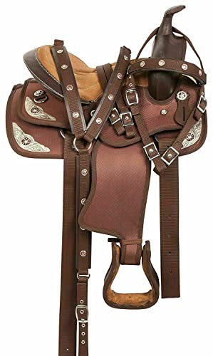 WILD RACE Wunderschöner Designer-Westernsattel aus synthetischem Barrel Racing/Beautiful Designer Synthetic Western Barrel Racing Western Saddle (18", Brown) von WILD RACE