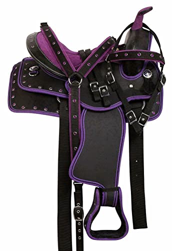 WILD RACE Wunderschöner Designer-Westernsattel aus synthetischem Barrel Racing/Beautiful Designer Synthetic Western Barrel Racing Western Saddle (18", Purple-Black) von WILD RACE