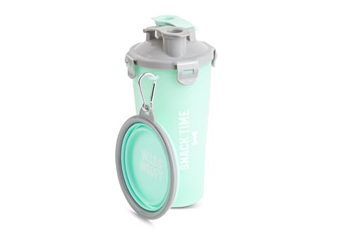 Wild & Woofy Break Time 2-in-1 Haustier-Reiseflasche und faltbarer Napf – Seafoam von WILD & WOOFY