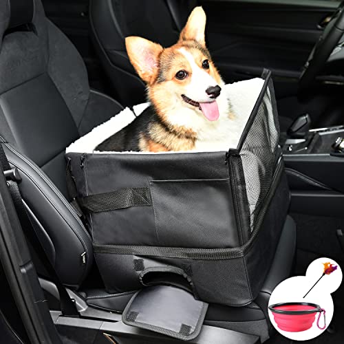 WILDEDEN Deluxe Haustier-Auto-Sitzerhöhung für Reisen, Käfig/erhöhtes Haustierbett zu Hause, passend für Hunde, Katzen oder andere kleine Haustiere, inklusive faltbarer Futternapf (schwarz) von WILDEDEN