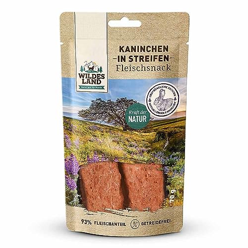 Wildes Land - Kaninchenfleisch in Streifen- Kausnack für Hunde Gewicht 200 g von WILDES LAND