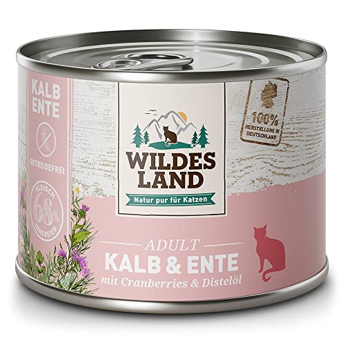 Wildes Land Classic Adult Kalb und Ente Nassfutter 6 x 200 g von WILDES LAND