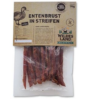 Wildes Land - Entenbrust in Streifen - 70 g - Extra viel Fleisch (93%) - Getreide- und glutenfrei - Unter 4% Fett - Für Hunde und Katzen von WILDES LAND