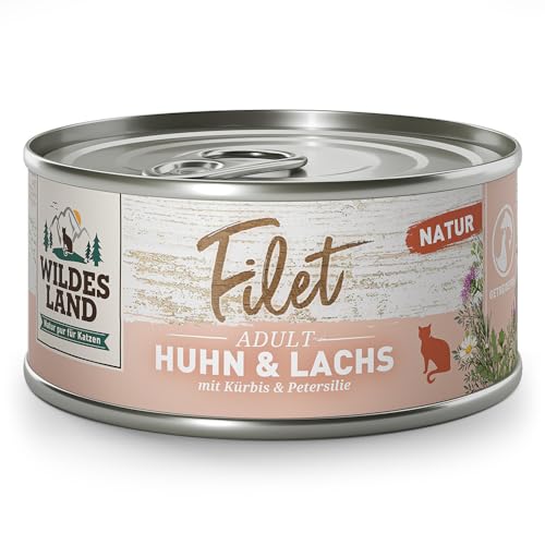 Wildes Land - Filet Huhn & Lachs mit Kürbis & Petersilie | Natur - 12x80g - Nassfutter von WILDES LAND