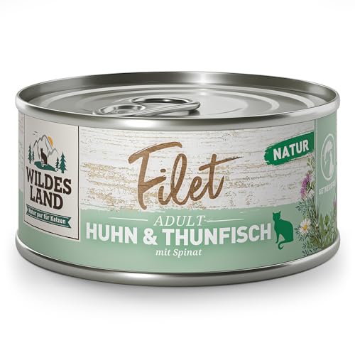 Wildes Land - Filet Huhn & Thunfisch mit Spinat | Natur - 12x80g - Nassfutter von WILDES LAND