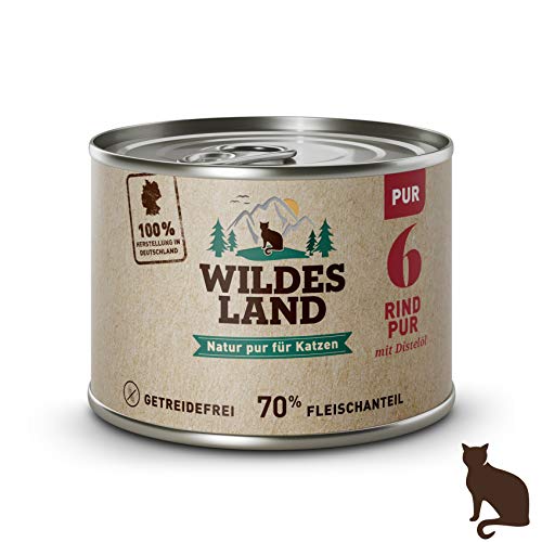 Wildes Land Kalbfleisch Nassfutter für Katzen, 6 x 200 g von WILDES LAND