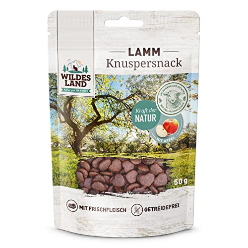 Wildes Land - Knuspersnack Lamm mit Apfel - 7 x 50 g - Katzensnack - Snack für Katzen von WILDES LAND