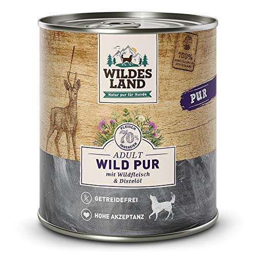 Wildes Land Nassfutter für Hunde, Hirschgeschmack, 6 x 800 g von WILDES LAND