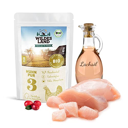 Wildes Land Nassfutter für Katze, Huhn, 12 x 85 g von WILDES LAND