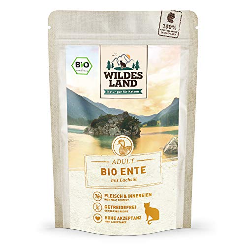 Wildes Land Nassfutter für Katzen, Geschmack, Ente, 12 x 85 g von WILDES LAND