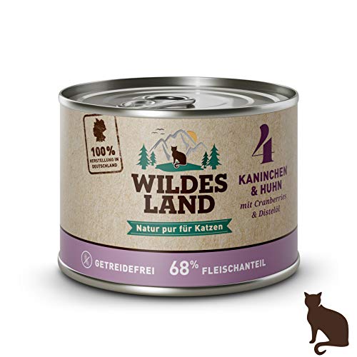 Wildes Land Nassfutter für Katzen, Geschmack, Huhn, 6 x 200 g von WILDES LAND