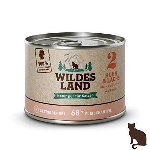 Wildes Land Nassfutter für Katzen, Geschmack, Huhn, 6 x 200 g von WILDES LAND