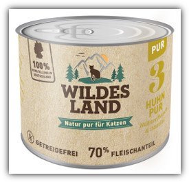 Wildes Land Nassfutter für Katzen, Geschmack, Huhn, 6 x 400 g von WILDES LAND