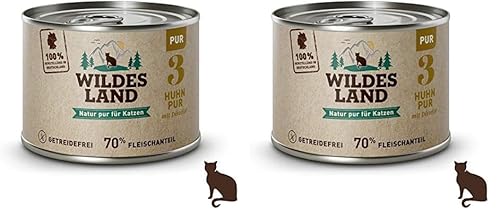 Wildes Land Nassfutter für Katzen, Hühnchengeschmack, 6 x 200 g (Packung mit 2) von WILDES LAND