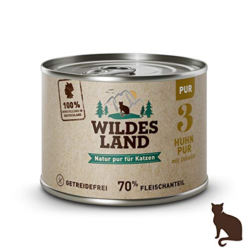 Wildes Land Nassfutter für Katzen, Hühnchengeschmack, 6 x 200 g von WILDES LAND