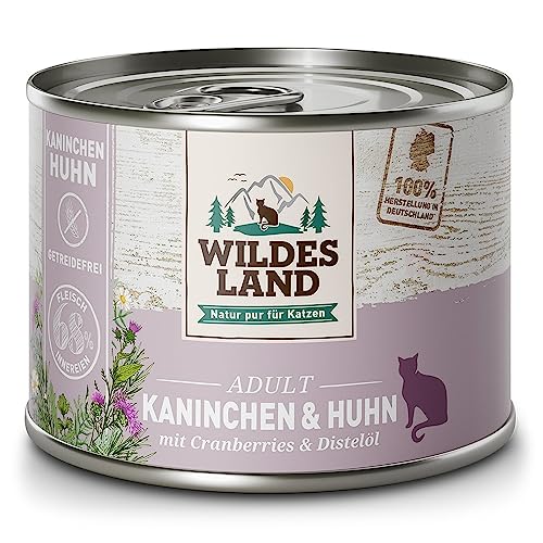 Wildes Land Nassfutter für Katzen, Kaninchen und Huhn, 12 x 100 g von WILDES LAND