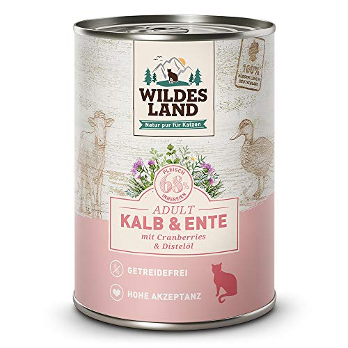 Wildes Land Nassfutter für Katzen, Rind- und Entengeschmack, 6 x 400 g von WILDES LAND