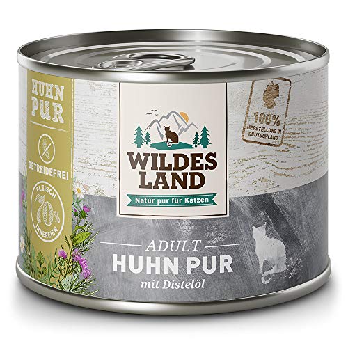 Wildes Land - Nassfutter für Katzen - Nr. 3 Huhn PUR - 24 x 200 g - Getreidefrei - Extra viel Fleisch - Beste Akzeptanz und Verträglichkeit von WILDES LAND