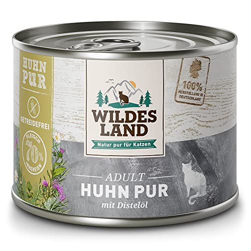 Wildes Land - Nassfutter für Katzen - Nr. 3 Huhn PUR - 6 x 200 g - Getreidefrei - Extra viel Fleisch - Beste Akzeptanz und Verträglichkeit von WILDES LAND