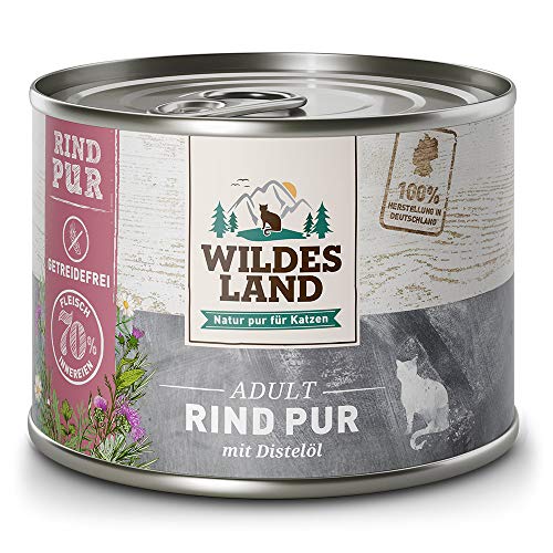 Wildes Land - Nassfutter für Katzen - Nr. 6 Rind PUR - 24 x 200 g - Getreidefrei - Extra viel Fleisch - Beste Akzeptanz und Verträglichkeit von WILDES LAND