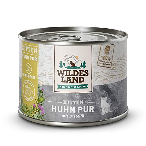 Wildes Land - Nassfutter für Katzen - Nr. 7 Huhn PUR für Kitten - 24 x 200 g - Nassfutter für Jungtiere - Getreidefrei - Extra viel Fleisch von WILDES LAND