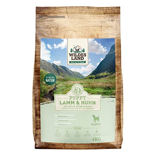 Wildes Land - Nr. 10 Lamm und Huhn - 1 kg - mit Reis und Wildkräutern - Glutenfrei - Trockenfutter für Hunde - Hundefutter mit hohem Fleischanteil - Hohe Verträglichkeit von WILDES LAND