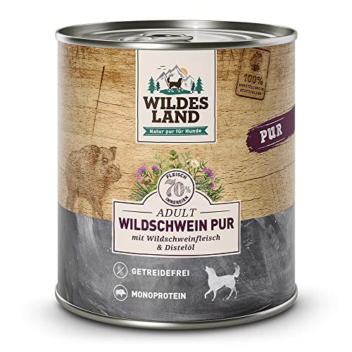 Wildes Land - PUR Wildschwein - 24 x 800 g - Nassfutter - Hundefutter von WILDES LAND