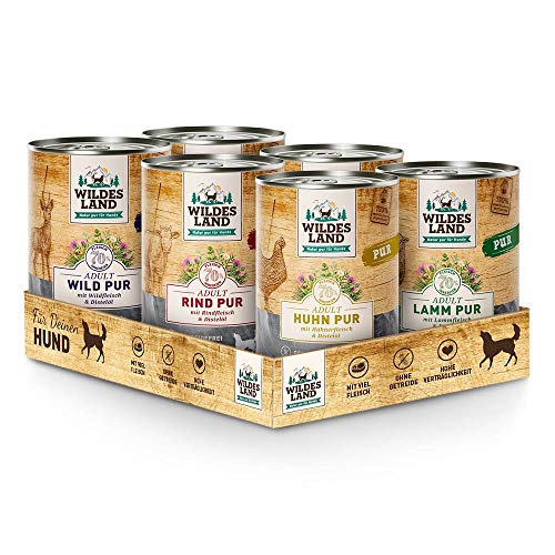 Wildes Land - Probierpaket - 6 x 400 g - Hundefutter - Nassfutter von WILDES LAND