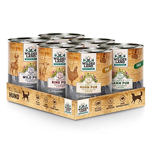 Wildes Land - Probierpaket - 6 x 800 g - Hundefutter - Nassfutter von WILDES LAND