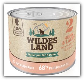 Wildes land Nassfutter für Katzen, Huhn und Lachs, 6 x 400 g von WILDES LAND