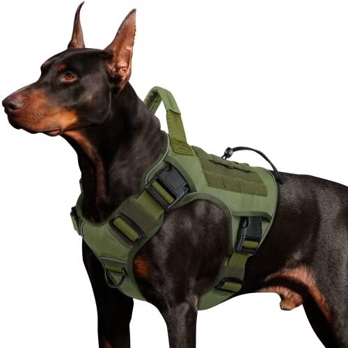 WINGOIN Green Harness with Handle Tactical Dog Harness for Large Dogs No Pull Adjustable Reflective K9 Military Dog Vest Harnesses with Easy Control Handle and Hook & Loop Pa(XL) von WINGOIN