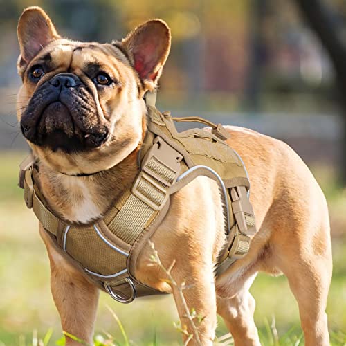 WINGOIN Taktisches Hundegeschirr für kleine Hunde No Pull Verstellbares Haustiergeschirr mit Griff Reflektierend K9 Militärdienst Hundeweste für Spaziergänge Wandern Training (S) von WINGOIN