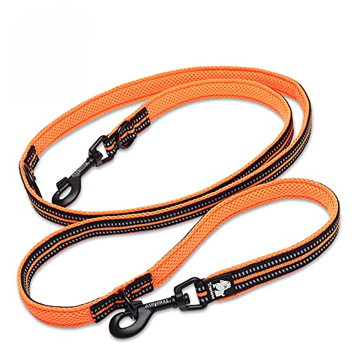 WINHYEPET True Love 7-in-1-Multifunktions-verstellbare Hundeleine, handfrei, Haustier-Trainingsleine, Nylon, reflektierend, bequem, Mehrzweck-Hundeleine TLL2411 (Orange, M) von WINHYEPET