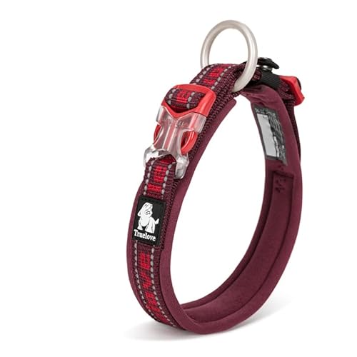 WINHYEPET True Love reflektierendes Hundehalsband, Nylon-Gurtband, bequem und sicher, verstellbare Schnalle, bequem zum Spazierengehen für kleine Hunde, Halsring TLC50121 (Wein, XXS) von WINHYEPET