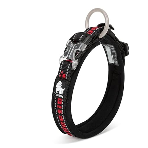 WINHYEPET True Love reflektierendes Hundehalsband, Nylon-Gurtband, bequem und sicher, verstellbare Schnalle, bequem zum Spazierengehen für kleine Hunde, Halsring TLC50121 (schwarz/rot, XXS) von WINHYEPET