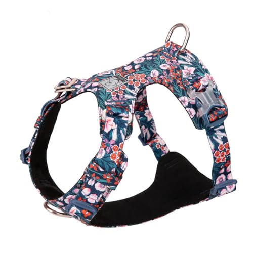 WINHYEPET Hundegeschirr für kleine und große Hunde, Baumwolle, Blumenmuster, verschiedene Größen, verstellbar, reflektierend, TLH6283 (marineblauer Blazer, XL) von WINHYEPET