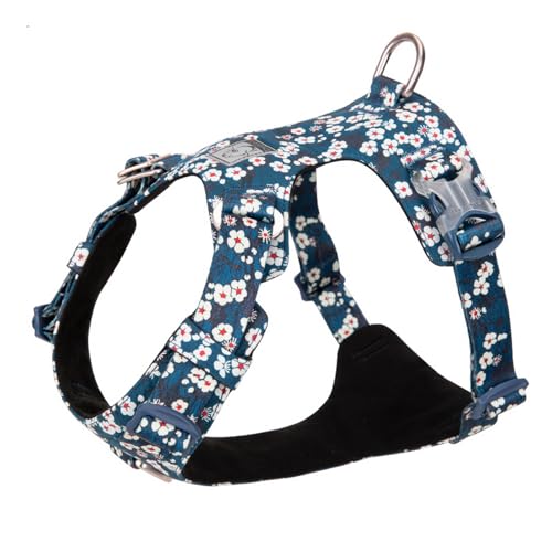 WINHYEPET Truelove Hundegeschirr für kleine und große Hunde, Baumwolle, Blumenmuster, verschiedene Größen, verstellbar, reflektierend, TLH6283 (Saxony Blue, Größe 2XS) von WINHYEPET