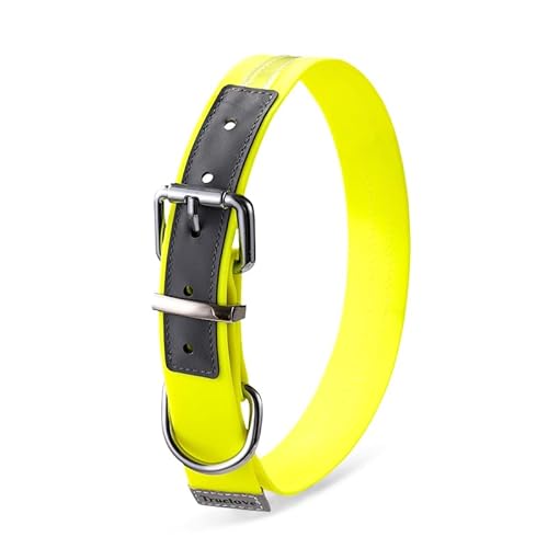 WINHYEPET Truelove TLC5521 Hundehalsband, wasserdicht, geruchshemmend, langlebig, verstellbar, PVC-Polyester, weich, reflektierend, gestreift, Neongelb, Größe XS von WINHYEPET