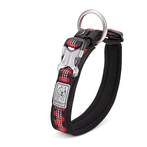 WINHYEPET YC1854 Hundehalsband, Neopren, gepolstert, 3M, reflektierend, für große und mittelgroße Hunde, Schwarz, Größe M von WINHYEPET