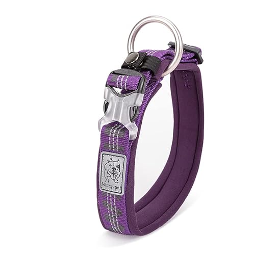 WINHYEPET YC1854 Hundehalsband, Neopren, gepolstert, 3M, reflektierend, für große und mittelgroße Hunde, Violett, XXXL von WINHYEPET