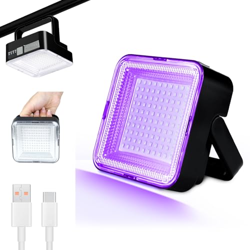 WINNIW Wiederaufladbares Schwarzlicht, dimmbares UV-Licht, 120 LEDs, ultraviolettes Schwarzlicht, geeignet für Neon-Leuchtpartys, Halloween, Körperbemalung, UV-Farbe, Fluoreszenzeffekt von WINNIW