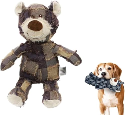 WINONDE Robuster Bär, hochwertiger, unzerstörbarer, robuster Bär, quietschendes Kauspielzeug für Hunde, für große und kleine Hunde, die viel kauen, Plüsch-Hundespielzeug, interaktives Hundespielzeug von WINONDE