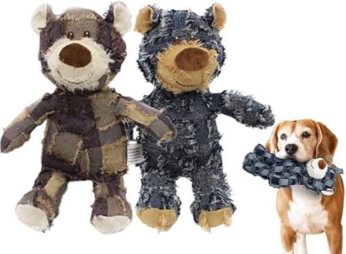 WINONDE Stabiler Bär, quietschendes Kauspielzeug für Hunde, Hundespielzeug, interaktiver Hunde-Teddybär zum Spielen mit Hunden, geeignet für große und kleine Hunde, robuster Bär für schwere Kauer von WINONDE