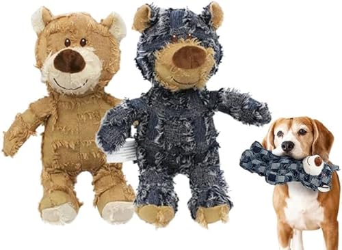 WINONDE Stabiler Bär, quietschendes Kauspielzeug für Hunde, Hundespielzeug, interaktiver Hunde-Teddybär zum Spielen mit Hunden, geeignet für große und kleine Hunde, robuster Bär für schwere Kauer von WINONDE