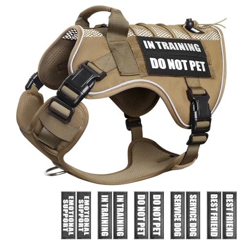 WINSEE Service Dog in Training Mesh Harness with 10 Pet Patches, Soft Air Mesh Breathable Tactical Dog Molle Vest Reflective Military Pet Vest for Walking Hiking for Small Dogs von WINSEE