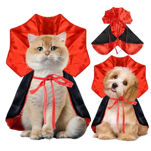 Halloween Hund Katze Vampir Kostüm, Halloween Haustier Kostüme für kleine bis mittlere Hunde Katzen, Halloween Hund Katze Teufel Cape Mantel Kostüm, Halloween Party und Haustier Cosplay Zubehör von WINUSD