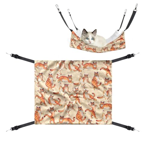 WIRESTER Wendbare Hängematte für Katzen, 57 x 48 cm, Haustierkäfig-Hängematte mit verstellbaren Riemen, weiche Schlafhängematte für Katze, Frettchen, Welpen, Hunde, Kaninchen, Kleintiere – Orange von WIRESTER