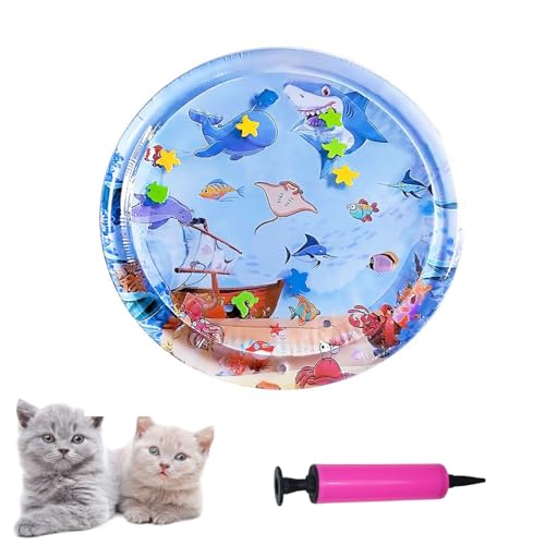 WIWIDANG Sensory Water Play Mat for Cats, Cat Sensor Water Playmat, Cat Water Mat Pad Fish Toy, Cool Comfort Water Sensory Pad for Pet (Stil-3) von WIWIDANG