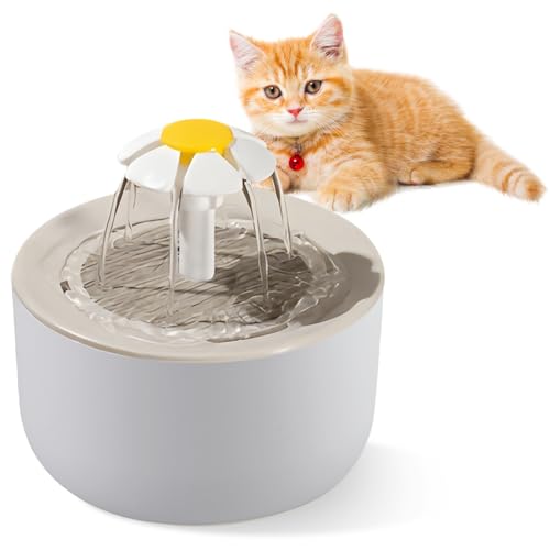 WIYETY 1 L Katzenbrunnen für Katze: Ultraleiser Trinkbrunnen für Katze, Sicherheit Katzen Trinkbrunnen mit Filterschwamm, Zwei Auslaufmodus, Automatische Abschaltung bei Wassermangel, USB-Stecker von WIYETY